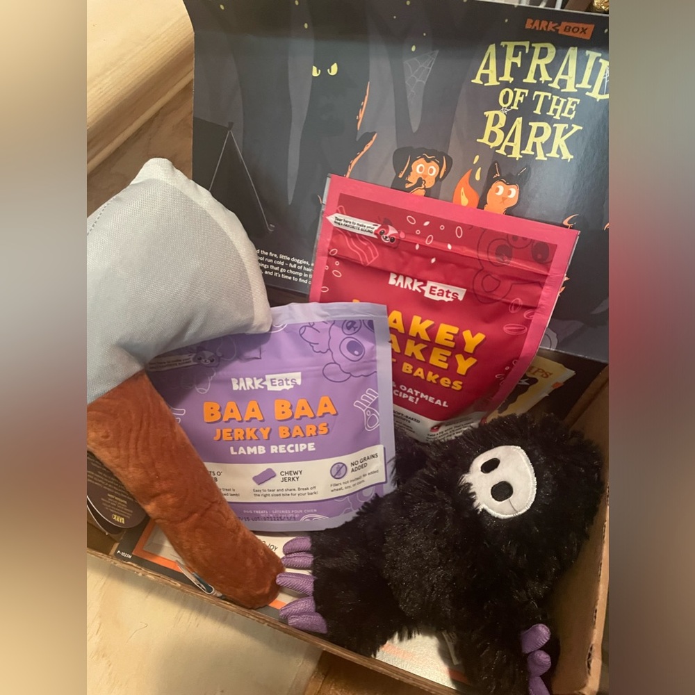 Afraid of the bark Bark Box dog toy treat box